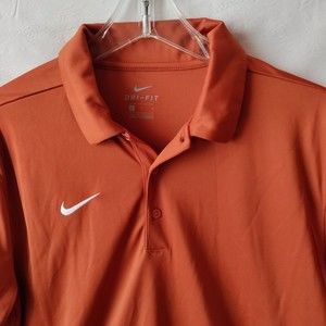 Nike Dri Fit Orange Long Sleeve Front Pull Over Shirt Men's Size M